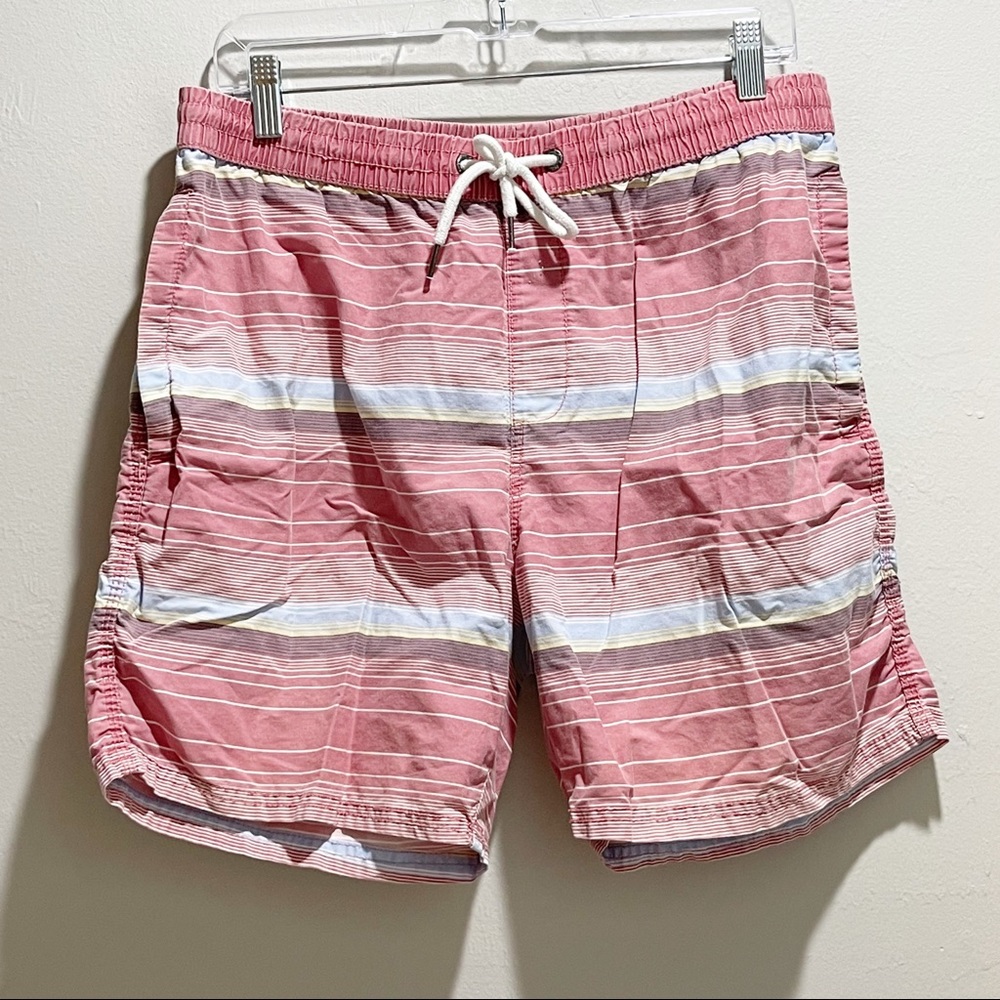 ISLA SOLA COTTON ON Men’s Red Striped Board Shorts Swim Trunks Cotton Size 34